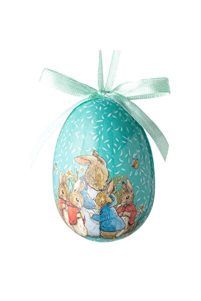 OEM Ou Decorativ de Paste Pictat Verde Familie Iepurasi 7.5cm