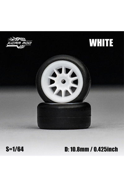 Choice1 MMW77 1/64 Model Car White Wheels with Fixed Tires Comes with rivets ...