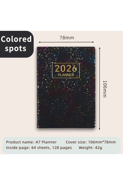 Choice4 Colorful Black High Quality A7 2026 Agenda Book Pket with Calendar Di...