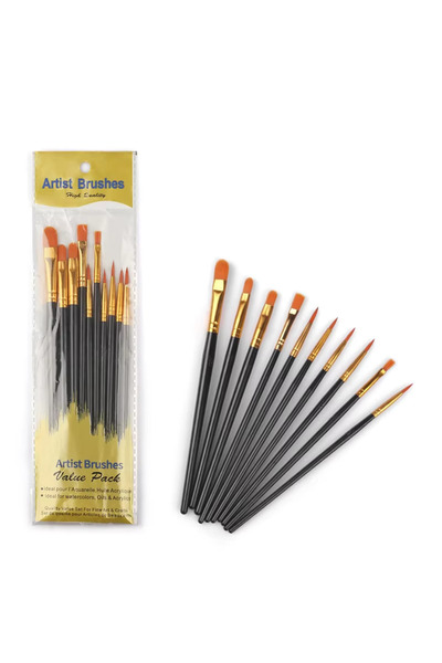 Choice3 black 10PCS 10-Piece Artist Paint Brush Set - Nylon Bristle Brushes f...