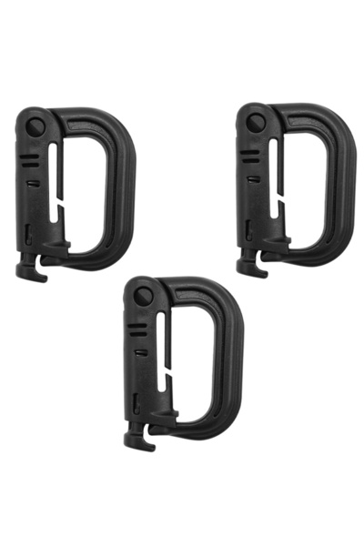 Choice8 BK--3pcs Tactical D Lking Ring Buckle Outdoor MOLLE Carabiner Plastic...