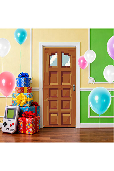 Choice brown Pixel Room Decor Miner Door Cover Backdrop Video Game Themed Bir...
