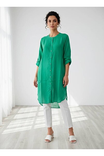 Banadamoda Hakim Collar Half Sleeve Cotton Woven Shirt