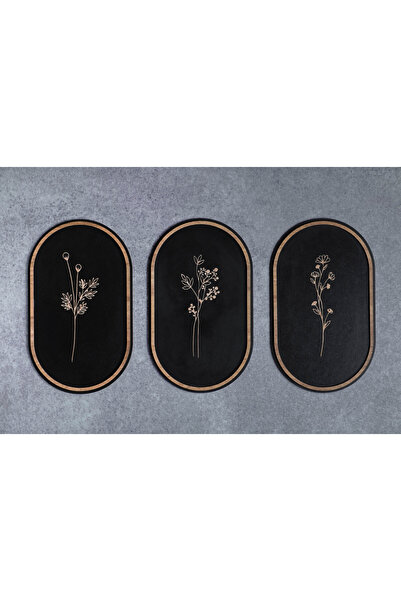 HippoDeco Σετ 3 τεμαχίων Μαύρο ξύλινο MDF Διακοσμητικό Σετ Ζωγραφικής Τοίχου ...