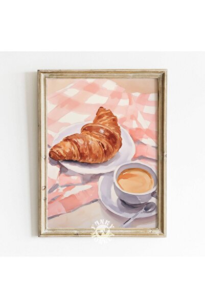 NinaStore Mutfak Pastel Boyama Baskısı/ Büyük Milenyum Posteri/ Kruvasan Diji...
