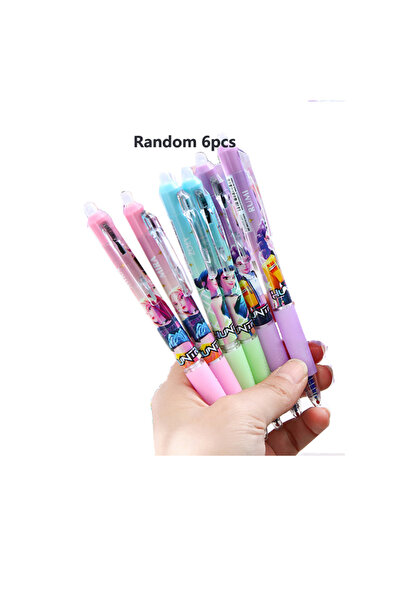 Choice مجموعة عشوائية من 6 أقلام حبر جاف قابلة للمسح بتصميم شخصيات أنمي لطيفة...