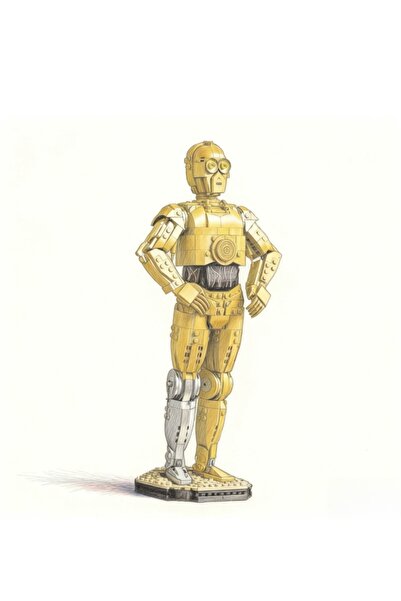 Choice مجموعة مكعبات بناء نموذج شخصية روبوت C-3PO من سلسلة حروب الفضاء MOC، 1...