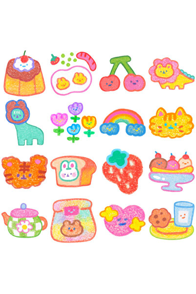 Choice 40 قطعة من ملصقات كرتونية حلوة على شكل أقلام تلوين - ملصقات طعام وأران...