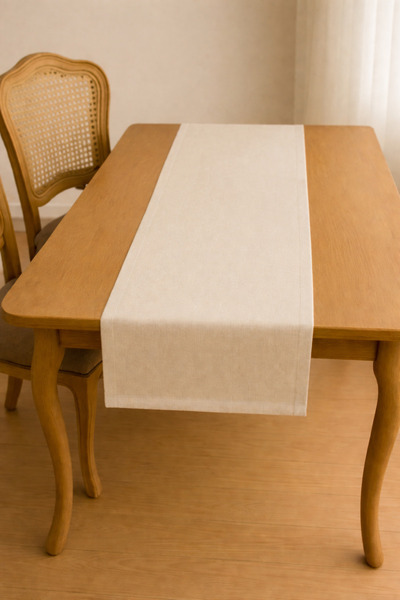TECHTACT Luxury Gardenia Linen Runner 35X150 Cm, Stylish & Natural Table Decoration