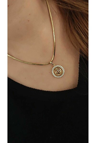 XUPING JEWELRY Gold Renk Taş Detaylı Allah Yazılı Kolye Ucu