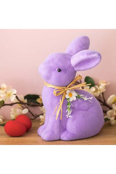 OEM Decoratiune de Paste Iepuras din Spuma Lila cu Fundita Bej & Floare Alba ...