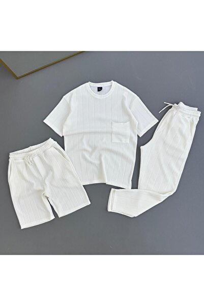 one2tex Raporlu Ottoman Fabric Pocket T-Shirt Trousers Bottom Short Shorts 3-...