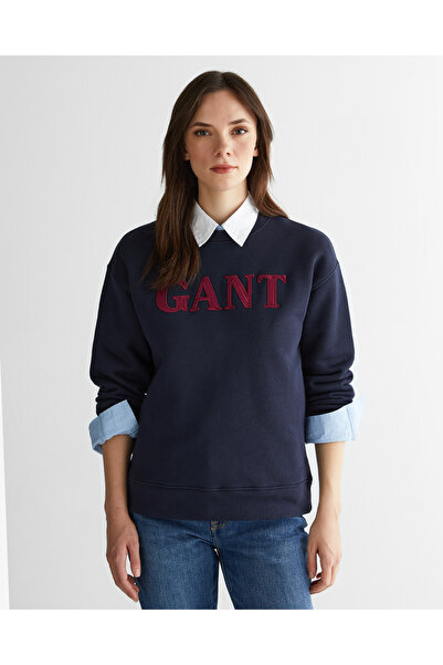 Gant Kadın Lacivert Relaxed Fit Bisiklet Yaka Sweatshirt