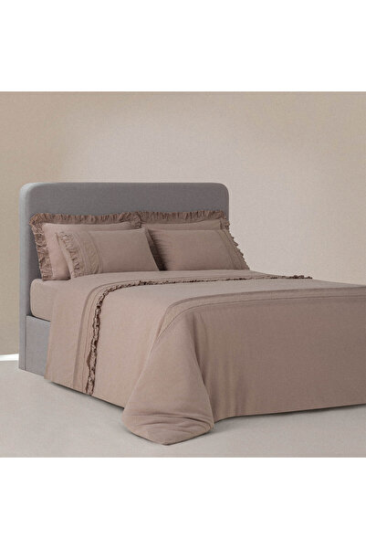 Ecocotton Adelya King Size Duvet Cover Set 100% Organic Cotton Linen Embroide...