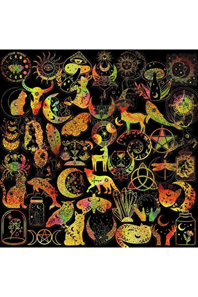 Choice 100 sheets Transparent Golden Laser Magic PET Stickers Laser Glitter H...