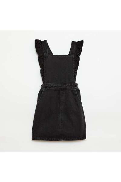 KIABI Denim Overalls with Ruffles GREY