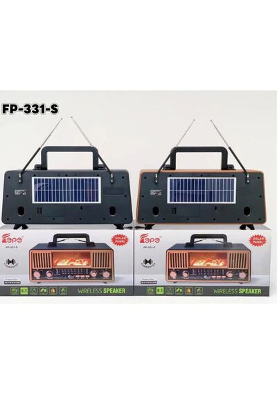 newdaki Bluetooth Fm Solar Panel Nostaljik Radyo-2 Farklı Alev Efekt Modu Çift Radyo Anten SD Kart USB Girş