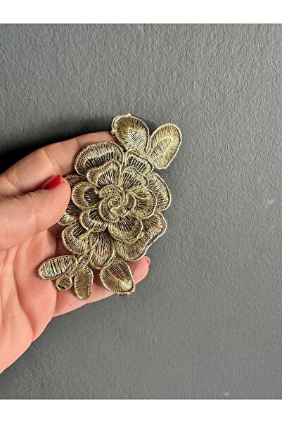 Gönülden Tasarım Ανάγλυφο Κέντημα Γκουπέρ Φλοράλ Απλικέ Ραπτικής 11x3 εκ. ΧΡΥΣΟ