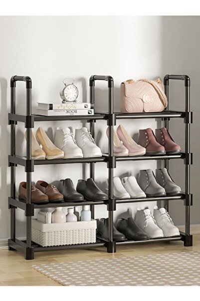 Arabest 2 Columns 4-Tier Shoe Rack,Made of Metal,Long Stackable Shoe Rack for...