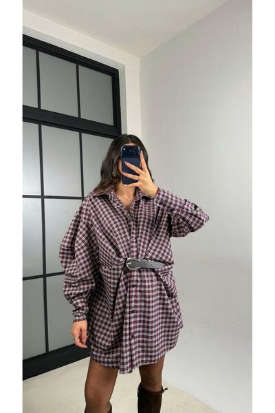 cottonage Plaid Dress with Belt Detail