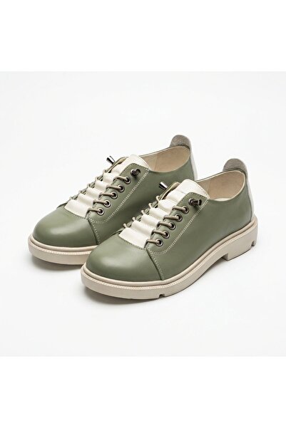 PaulStyle Pantofi dama verde-bej, Norocos-213, din piele naturala