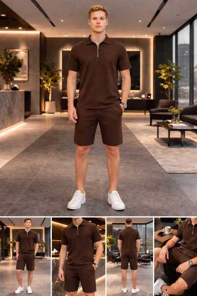 BRLKN طقم شورت عثماني بسحاب نصف واحد