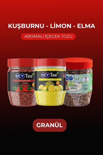 MyTee 3'lü Limon - Kuşburnu - Elma Aromalı Granül İçecek Tozu 3 x 250gr