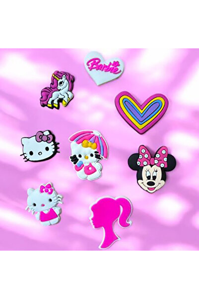 Buki'nin Atölyesi Jibbitz Terlik Süsü 8 Li Set Hello Kitty,Kalp, Kalp Barbie,...