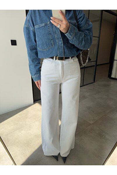 BB Bensu Buyruk Wide Leg Cropped Almera Jeans with Belt