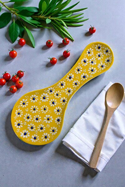 Seramik El İşçiliği Papatya Kaşık Altlığı Kepçe Altlığı Kaşıklık Kirli Kaşıklık