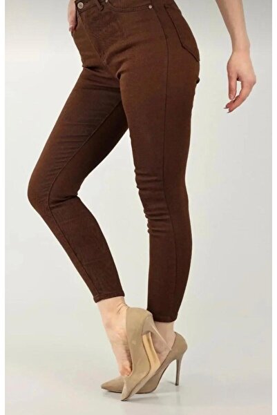 DENİM İN SHE Women's Flexible, Tight-Fitted Skinny (Narrow Leg) Brown Denim P...