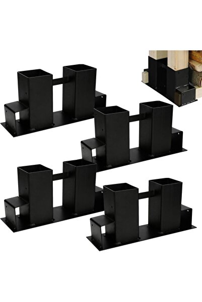 HEALLILY Комплект за подреждане на дърва за огрев, 4 регулируеми метални част...