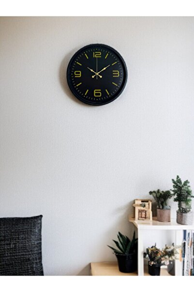 alpotekno 36 cm Black Modern Wall Clock