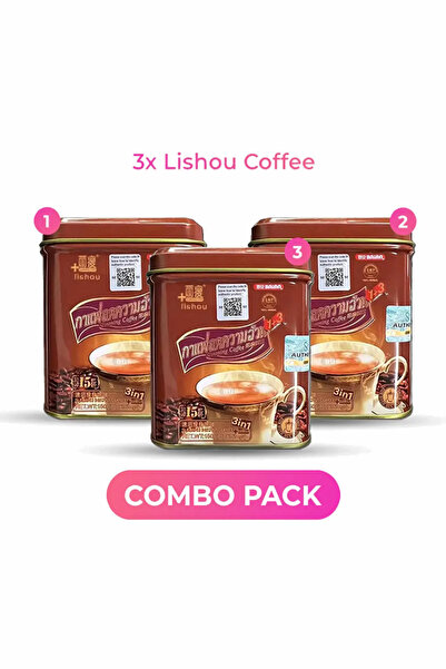 Lishou ٣ × - قهوة سريعة التحضير للتنحيف في علبة ١٠ غ × ١٥