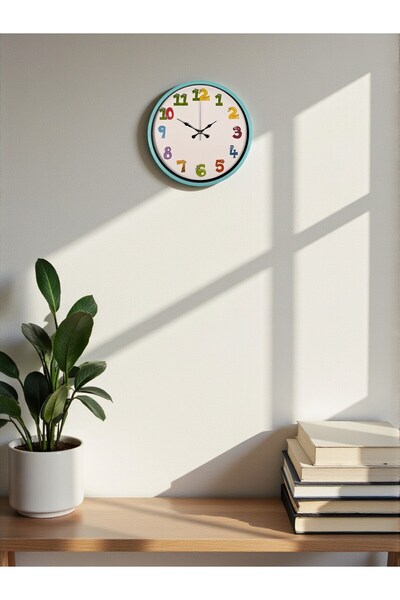 alpotekno 36 cm Turquoise Children's Room Wall Clock
