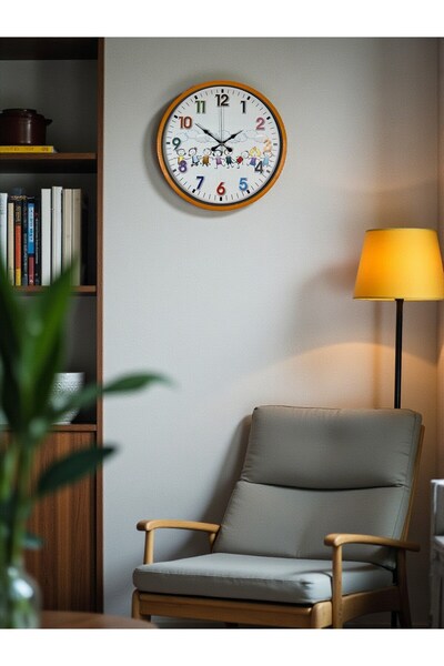 alpotekno 36 cm Orange Children's Room Wall Clock