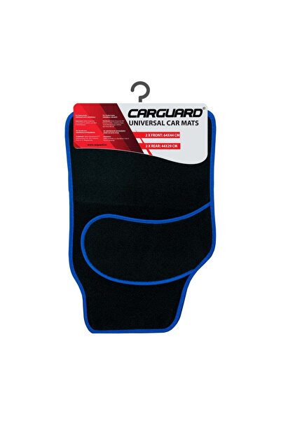 CarGuard Universal Textile Car Mats Set 4 Pieces Black with Blue Edge