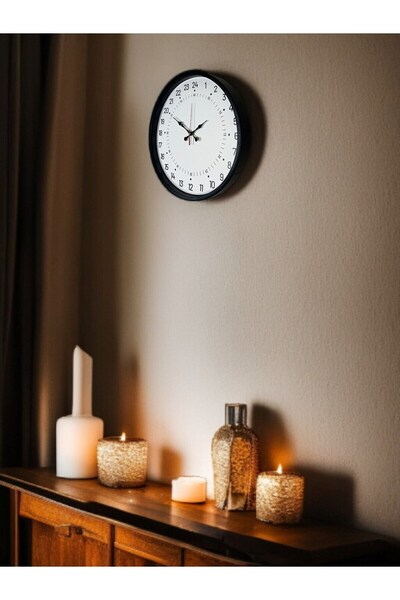 alpotekno 36 cm Black 24-Hour Display Wall Clock