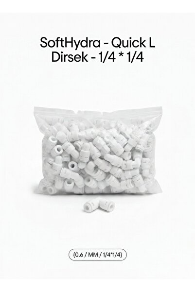 Softhydra 1/4" x 1/4" Quick L Dirsek - Su Arıtma Hortum Bağlantı Parçası 90 D...