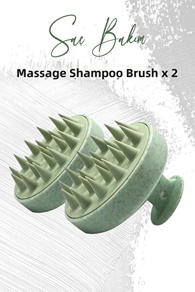 Düvenci Toptan فرشاة شامبو للتدليك من السيليكون الناعم باللون الأخضر × 2 قطعة