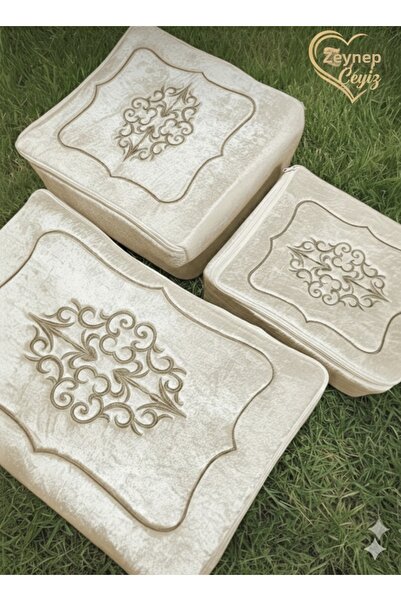 CONSTRAİN Zeynisshome Zestre catifea brodat auriu 3 piese Kapicino Bundle Log...