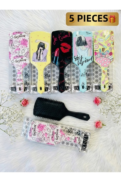 Rayan & Hoor Style 5 Pieces 🎁   Bonita Special Design Colorful Hair Brush Se...