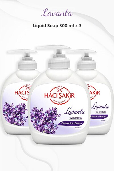 Hacı Şakir صابون سائل مرطب باللافندر 300 مل × 3 قطع