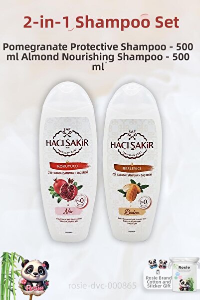 Hacı Şakir Pomegranate 2 in 1 and Almond ROSIE Shampoo 500 ml