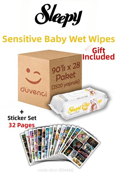 Sleepy Sensitive Wet Wipes 90X28 (2520 Sheets) and Sticker Set 32 Sheets