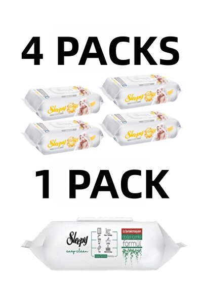 Sleepy منشفة مبللة حساسة الملمس 4x90، 360 ورقة - سليبي إيزي كلين 100 قطعة، قط...