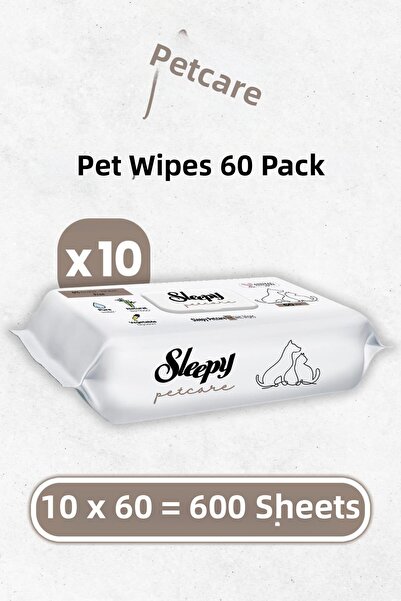 Sleepy منشفة مبللة للحيوانات الأليفة من بيت كير 60 × 10 قطع (600 ورقة)