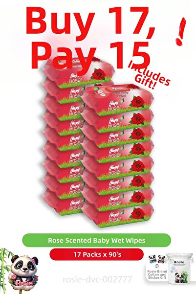 Sleepy مجموعة مناشف مبللة للأطفال برائحة الورد اشتري 17 واحصل على 15