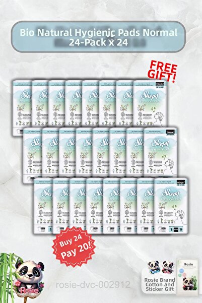 Sleepy 24 قطعة من الفوط الصحية سليبي - نورمال وروزي بيو ناتشورال