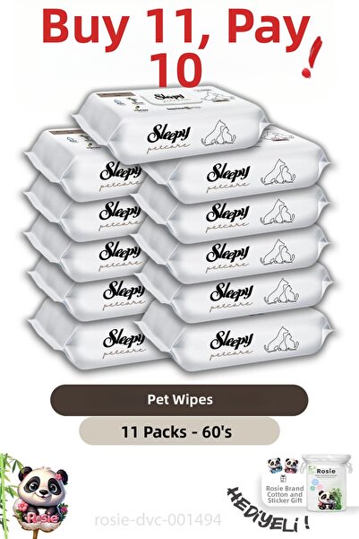 Sleepy اشتري 11 واحصل على 10 مناشف مبللة للحيوانات الأليفة من شركة Petcare، ع...